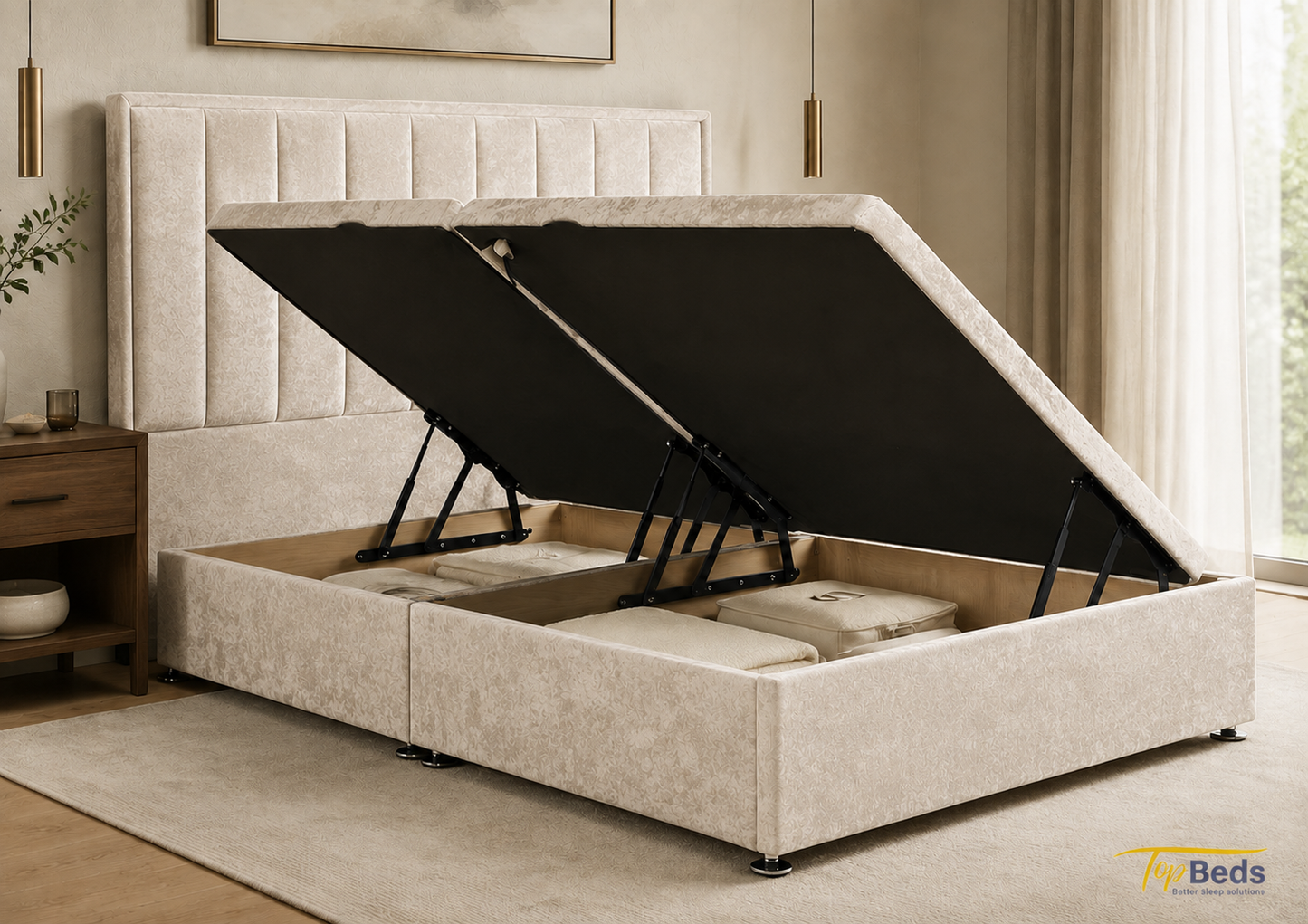 Abran Wood Ottoman Storage Bed